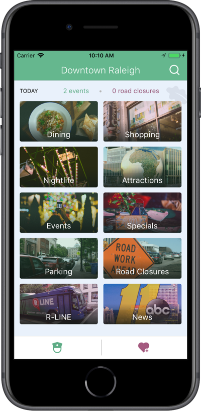 downtown raleigh ios and android app